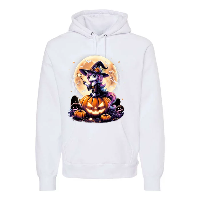 Cute Unicorn Witch Pumpkin Halloween Shirts Daughter Premium Hoodie