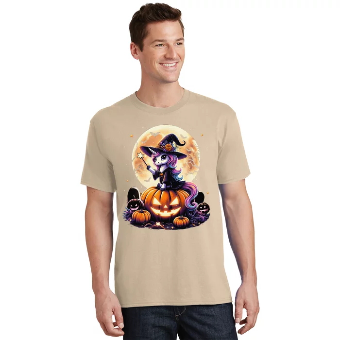 Cute Unicorn Witch Pumpkin Halloween Gift T-Shirt