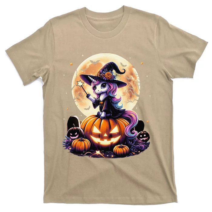 Cute Unicorn Witch Pumpkin Halloween Gift T-Shirt