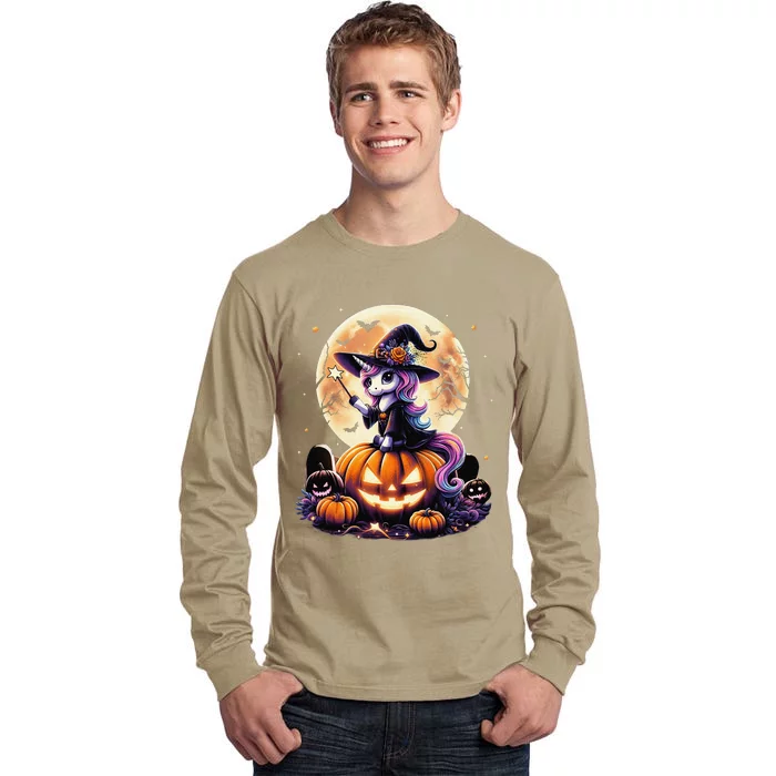 Cute Unicorn Witch Pumpkin Halloween Gift Tall Long Sleeve T-Shirt