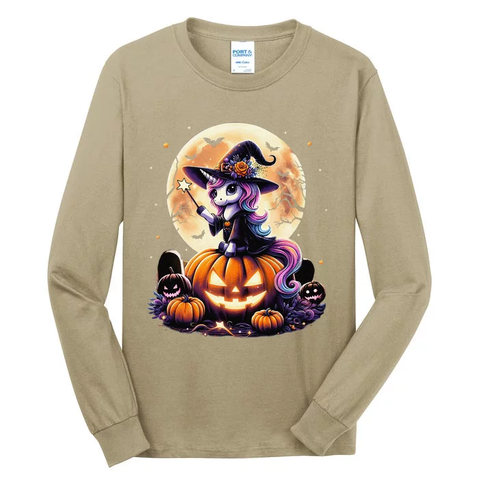 Cute Unicorn Witch Pumpkin Halloween Gift Tall Long Sleeve T-Shirt