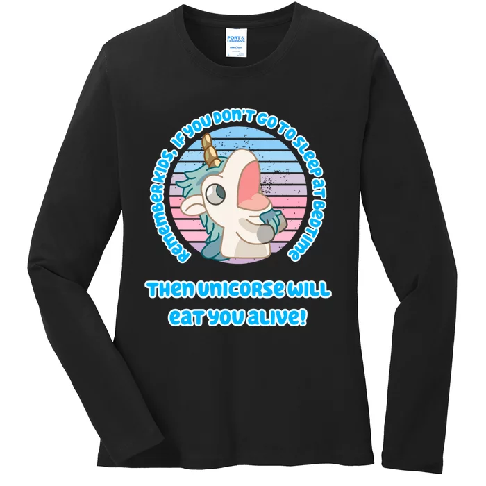 Cute Unicorse Will Eat You Alive Ladies Long Sleeve Shirt