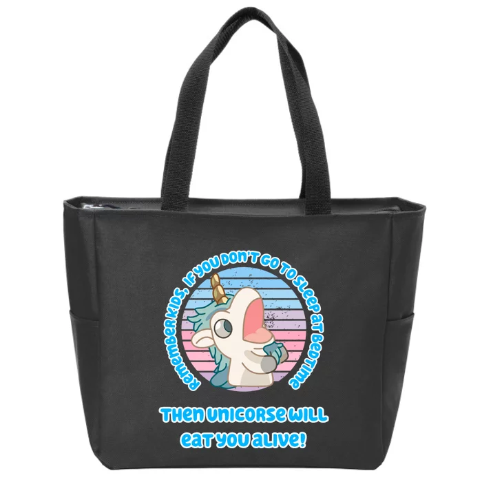 Cute Unicorse Will Eat You Alive Zip Tote Bag