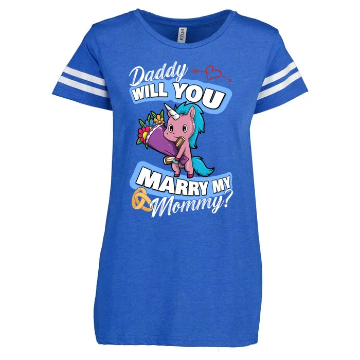 Cute Unicorn Wedding Offer Daddy Will You Marry My Mommy Great Gift Enza Ladies Jersey Football T-Shirt