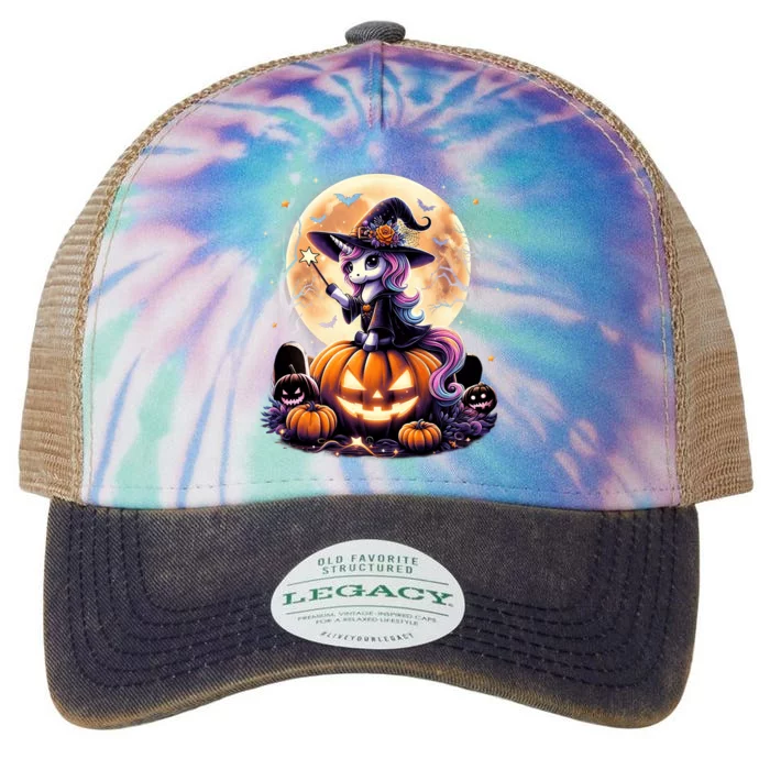 Cute Unicorn Witch Pumpkin Halloween Daughter Legacy Tie Dye Trucker Hat