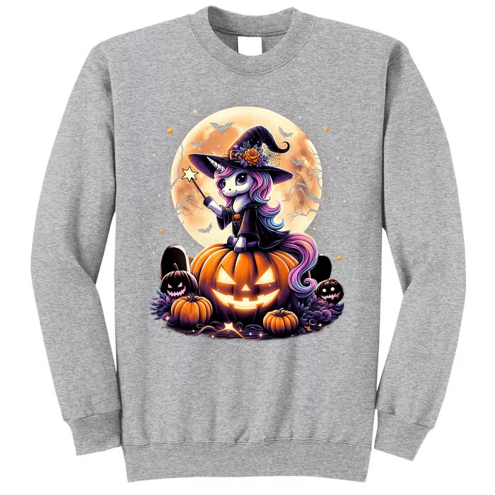 Cute Unicorn Witch Pumpkin Halloween Daughter Tall Sweatshirt