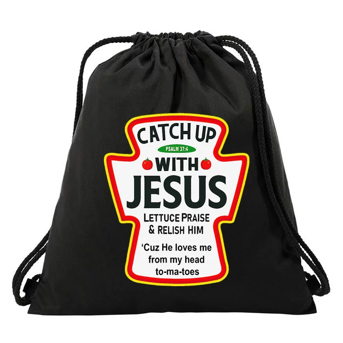 Catch Up With Jesus Funny Christian Drawstring Bag