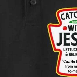 Catch Up With Jesus Funny Christian Dry Zone Grid Performance Polo