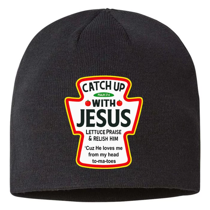 Catch Up With Jesus Ketchup Funny Christian 8 1/2in Sustainable Knit Beanie