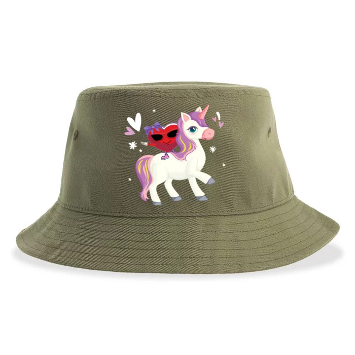 Cute Unicorn With A Heart Valentines Day Gift Sustainable Bucket Hat