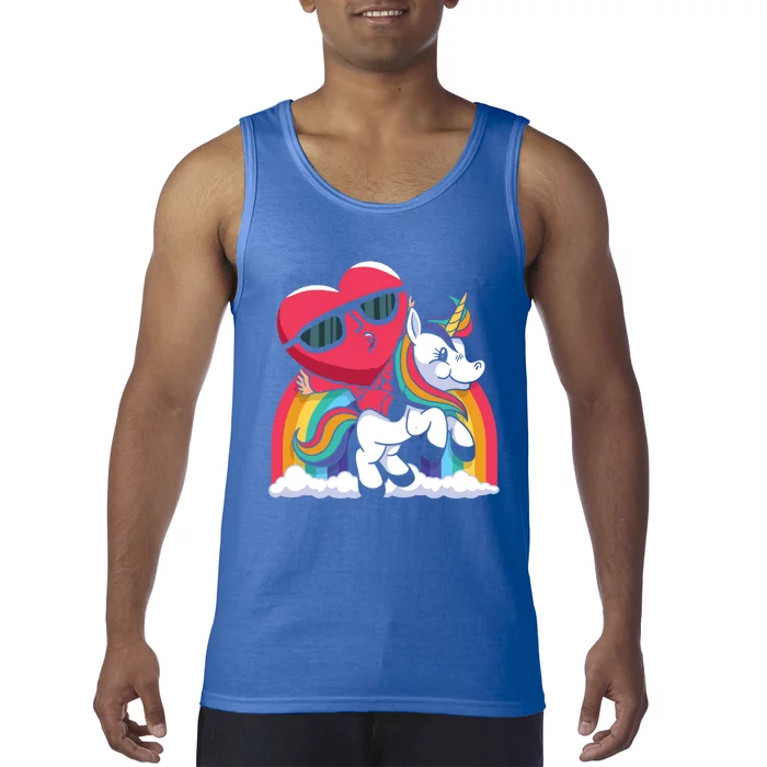 Cute Unicorn With A Heart Valentines Day Cool Gift Tank Top