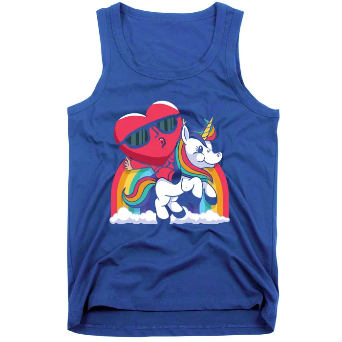 Cute Unicorn With A Heart Valentines Day Cool Gift Tank Top