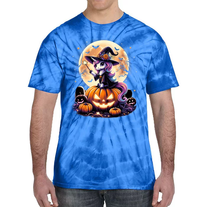 Cute Unicorn Witch Pumpkin Halloween Daughter Tie-Dye T-Shirt