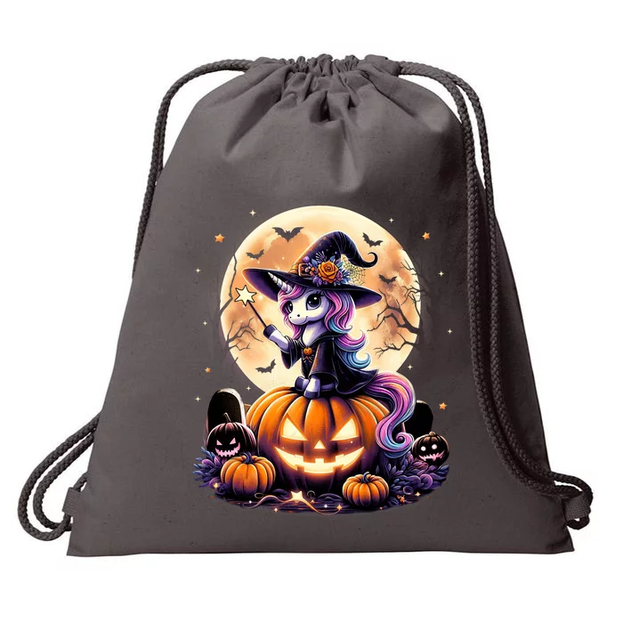 Cute Unicorn Witch Pumpkin Halloween Daughter Drawstring Bag