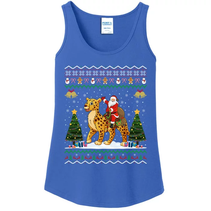 Cheetah Ugly Xmas Gift Santa Riding Cheetah Christmas Funny Gift Ladies Essential Tank