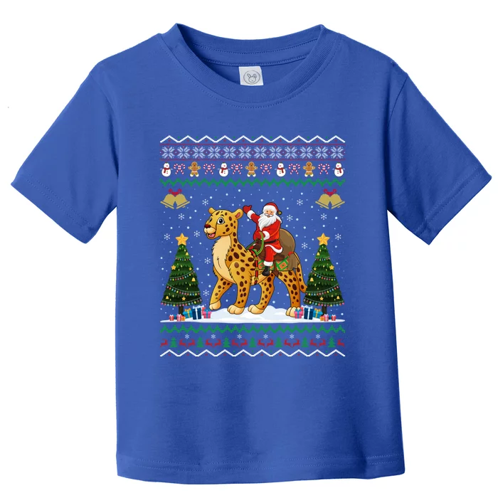 Cheetah Ugly Xmas Gift Santa Riding Cheetah Christmas Funny Gift Toddler T-Shirt