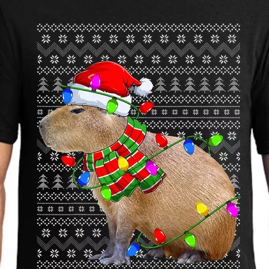 Capybara Ugly Xmas Lighting Santa Capybara Christmas Pajama Set