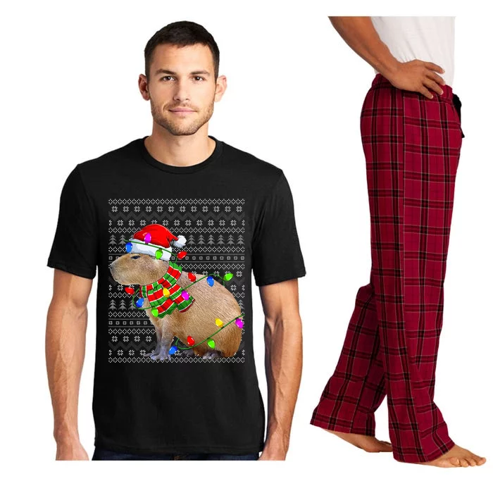 Capybara Ugly Xmas Lighting Santa Capybara Christmas Pajama Set