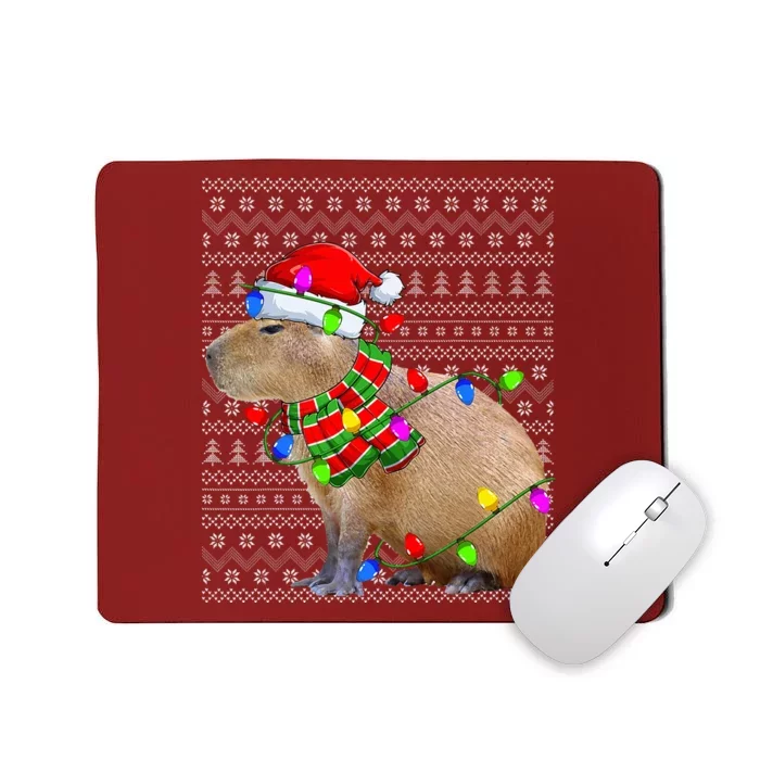 Capybara Ugly Xmas Lighting Santa Capybara Christmas Mousepad