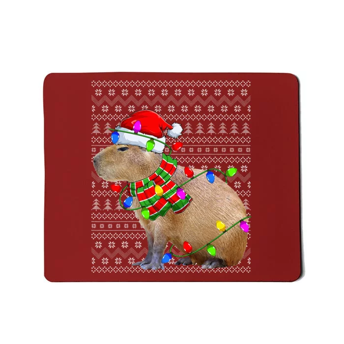 Capybara Ugly Xmas Lighting Santa Capybara Christmas Mousepad