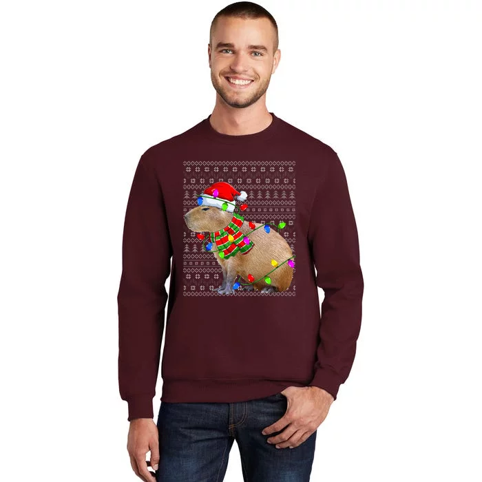 Capybara Ugly Xmas Lighting Santa Capybara Christmas Tall Sweatshirt