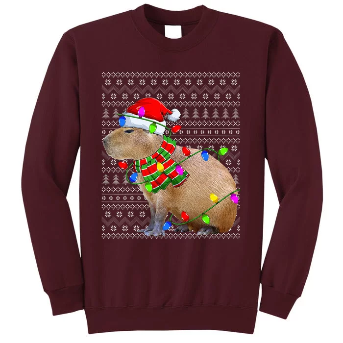 Capybara Ugly Xmas Lighting Santa Capybara Christmas Tall Sweatshirt