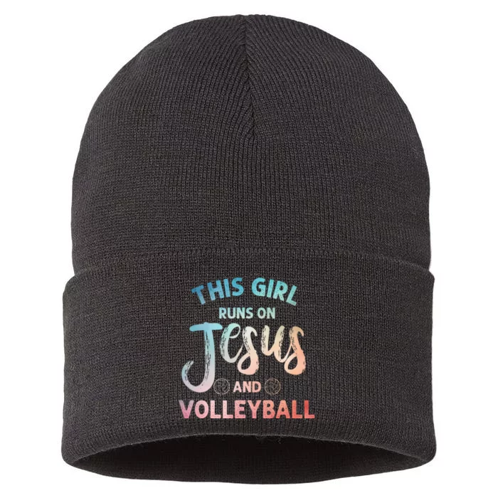 Christian Volleyball Art Volleyball Player Sustainable Knit Beanie