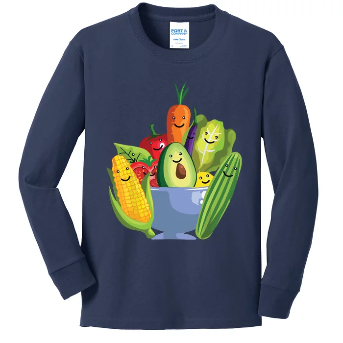 Cute Vegetarian Art For Men Women Vegan Food Veggie Lovers Kids Long Sleeve Shirt