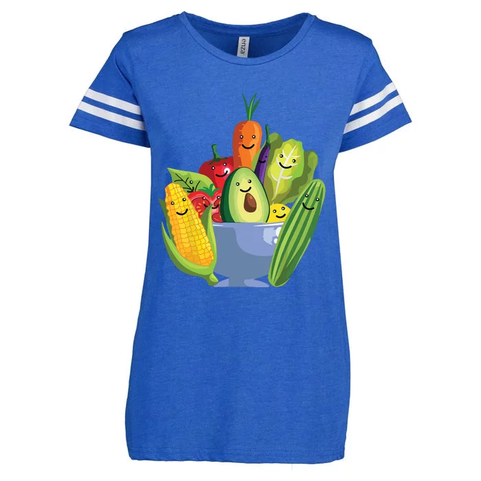 Cute Vegetarian Art For Men Women Vegan Food Veggie Lovers Enza Ladies Jersey Football T-Shirt