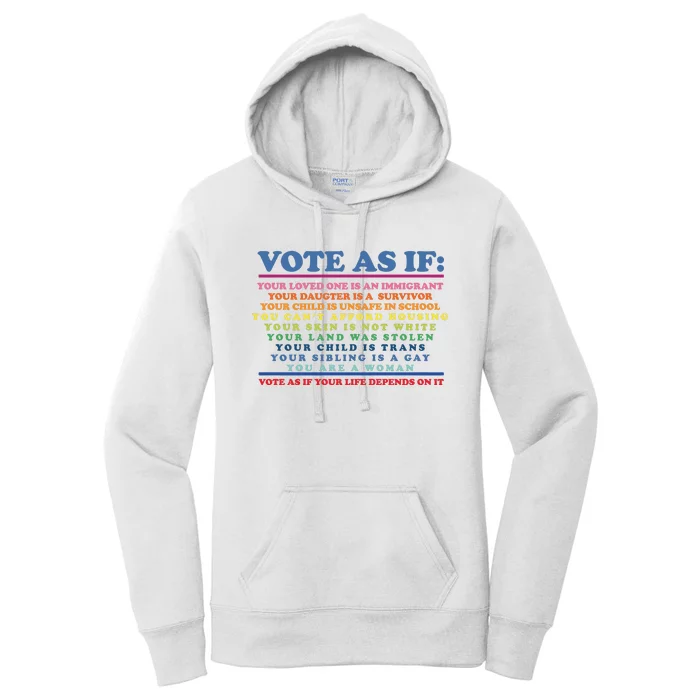 Colorful Vote As If Your Life Depends On It Human Rights Women's Pullover Hoodie