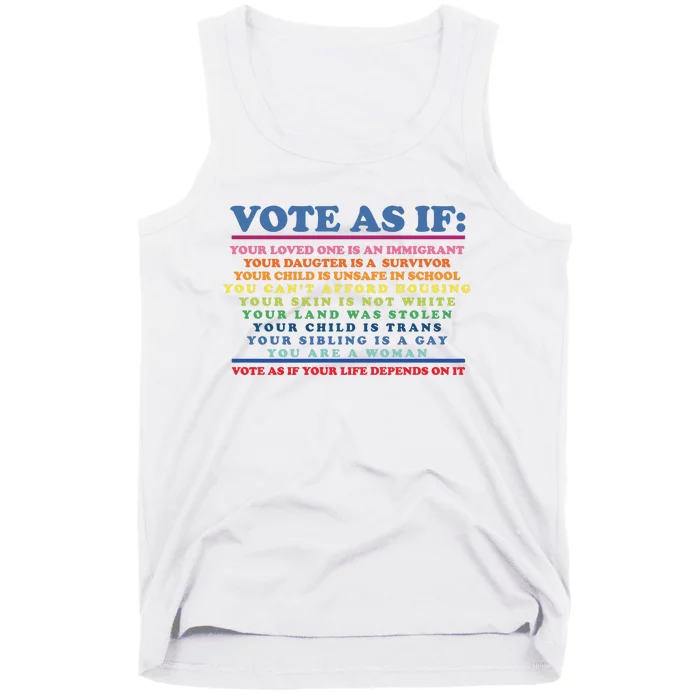 Colorful Vote As If Your Life Depends On It Human Rights Tank Top