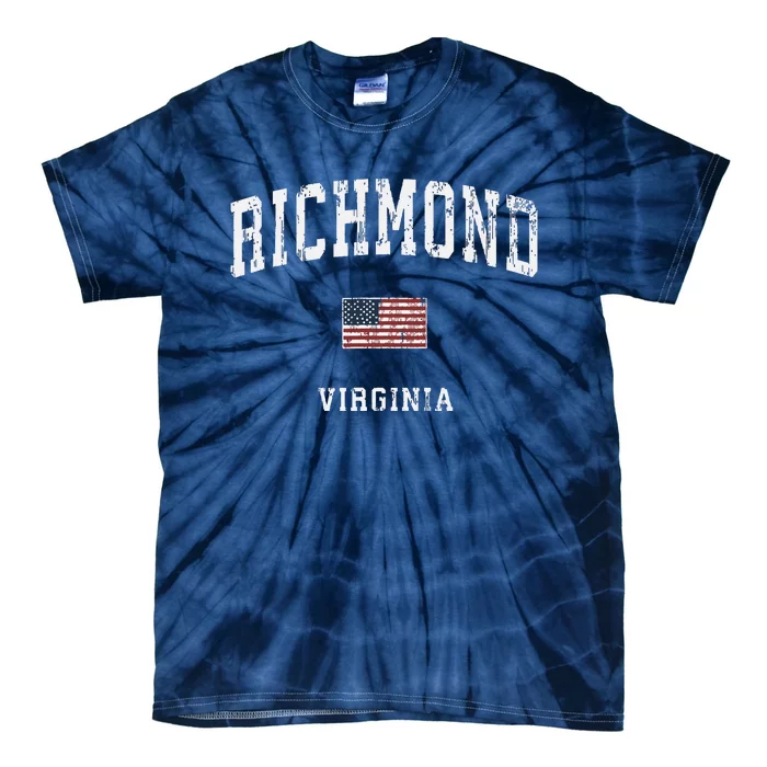 C Vintage American Flag Sports Design Tie-Dye T-Shirt