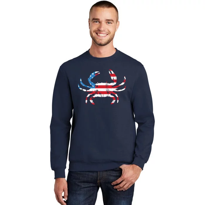 Crab Vintage American Flag Sweatshirt