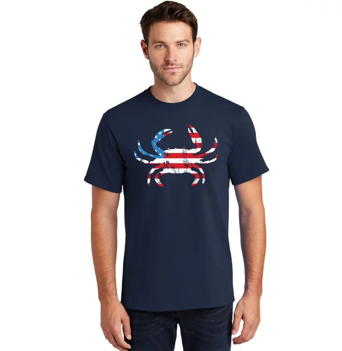 Crab Vintage American Flag Tall T-Shirt