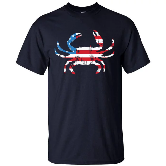 Crab Vintage American Flag Tall T-Shirt