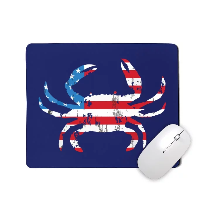 Crab Vintage American Flag Mousepad