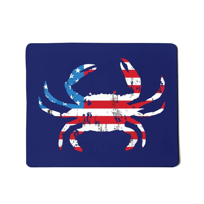 Crab Vintage American Flag Mousepad