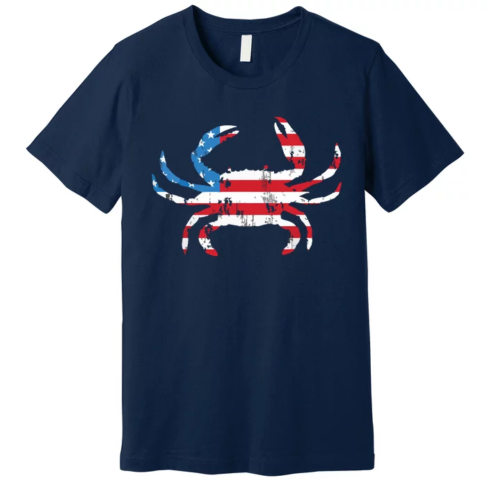 Crab Vintage American Flag Premium T-Shirt