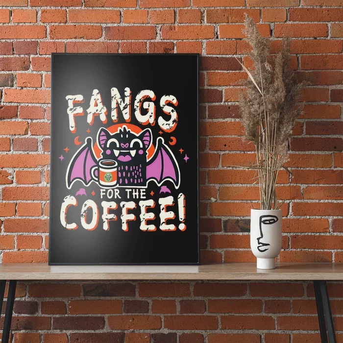 Cute Vampire Bat Fangs For The Coffee! Halloween Poster