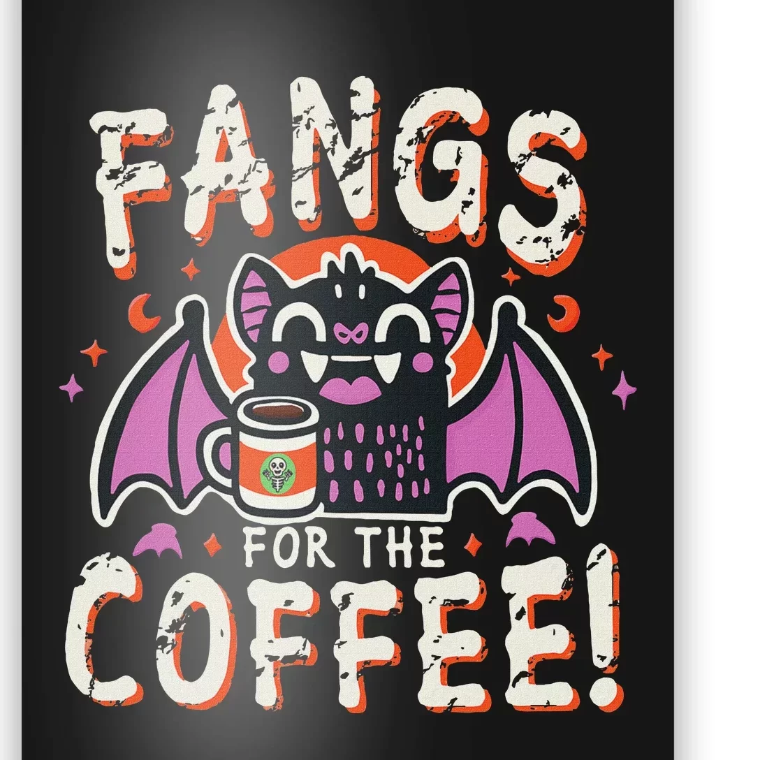 Cute Vampire Bat Fangs For The Coffee! Halloween Poster