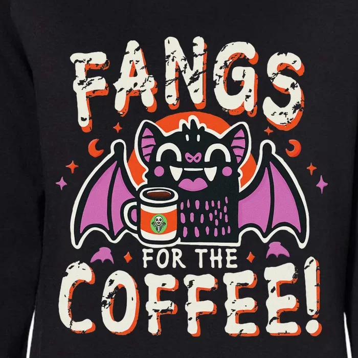 Cute Vampire Bat Fangs For The Coffee! Halloween Womens California Wash Sweatshirt