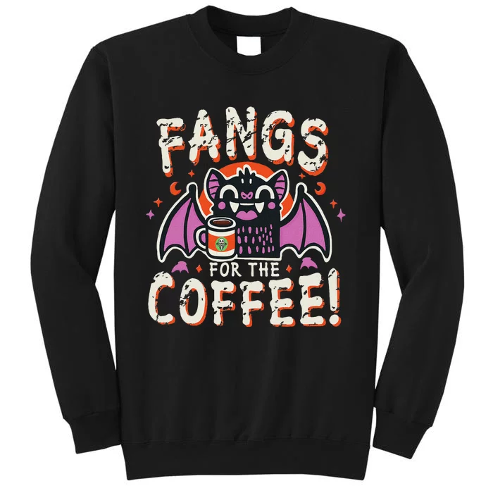 Cute Vampire Bat Fangs For The Coffee! Halloween Tall Sweatshirt