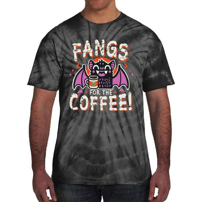 Cute Vampire Bat Fangs For The Coffee! Halloween Tie-Dye T-Shirt