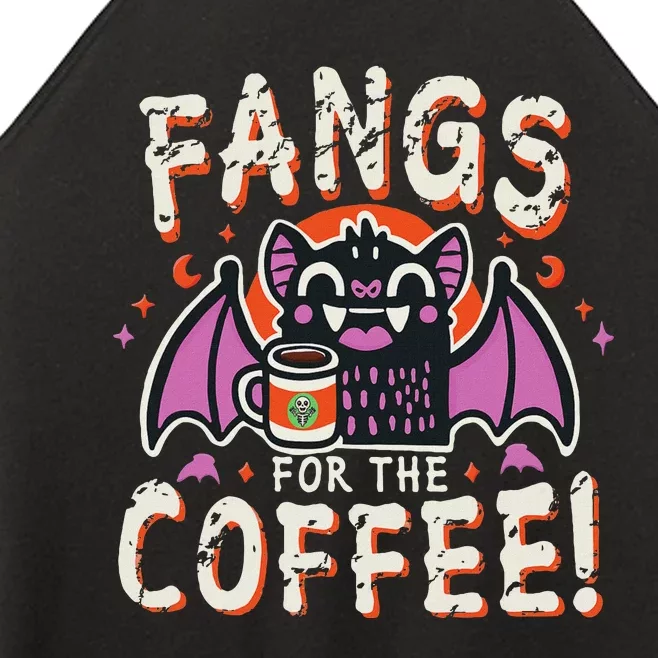 Cute Vampire Bat Fangs For The Coffee! Halloween Women’s Perfect Tri Rocker Tank