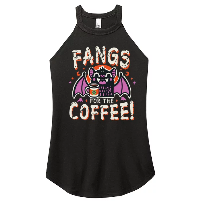 Cute Vampire Bat Fangs For The Coffee! Halloween Women’s Perfect Tri Rocker Tank