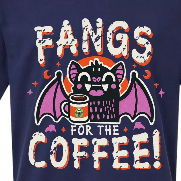 Cute Vampire Bat Fangs For The Coffee! Halloween Sueded Cloud Jersey T-Shirt