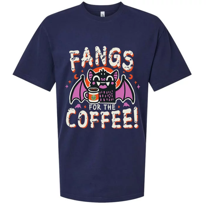 Cute Vampire Bat Fangs For The Coffee! Halloween Sueded Cloud Jersey T-Shirt