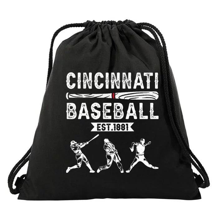 Cincinnati Vintage Baseball Lover Drawstring Bag