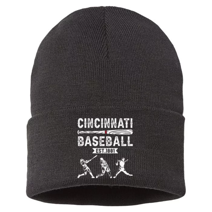 Cincinnati Vintage Baseball Lover Sustainable Knit Beanie