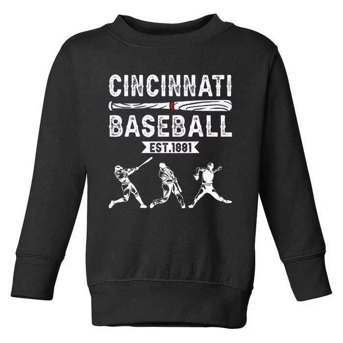 Cincinnati Vintage Baseball Lover Toddler Sweatshirt